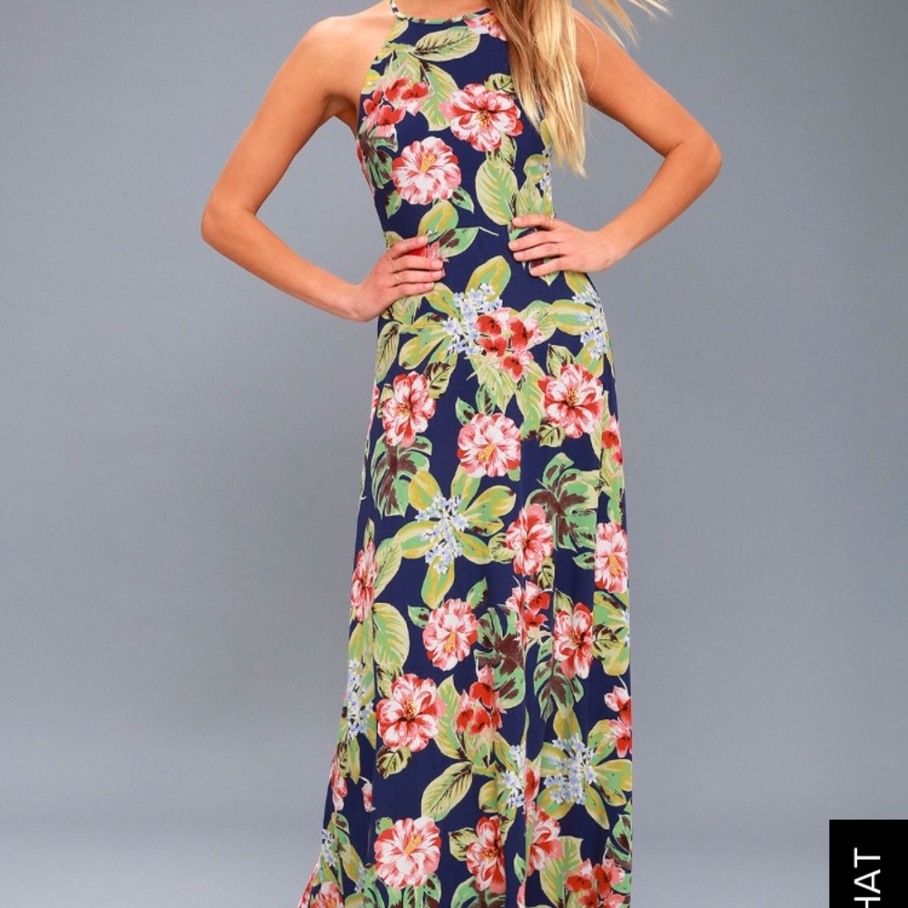 Lulus Havana Blue Floral Printed Dress
